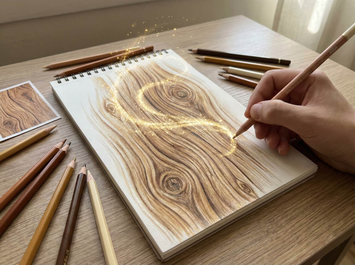 色鉛筆で魔法をかける！本物みたいな「木目」の描き方・完全ガイド