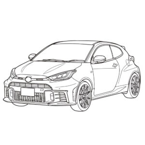 GRヤリス　RZ　ハイパフォーマンスの無料塗り絵イラスト（知育・高齢者レク用）