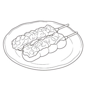 あんこ団子の無料塗り絵イラスト（知育・高齢者レク用）