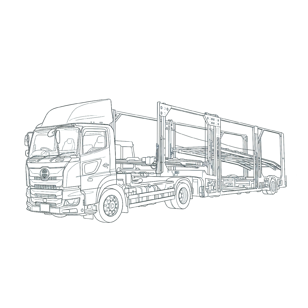 キャリアカー（車両運搬車）の塗り絵