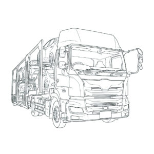 キャリアカー（車両運搬車）２の無料塗り絵イラスト（知育・高齢者レク用）