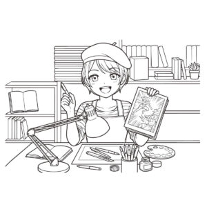 漫画家の無料塗り絵イラスト（知育・高齢者レク用）