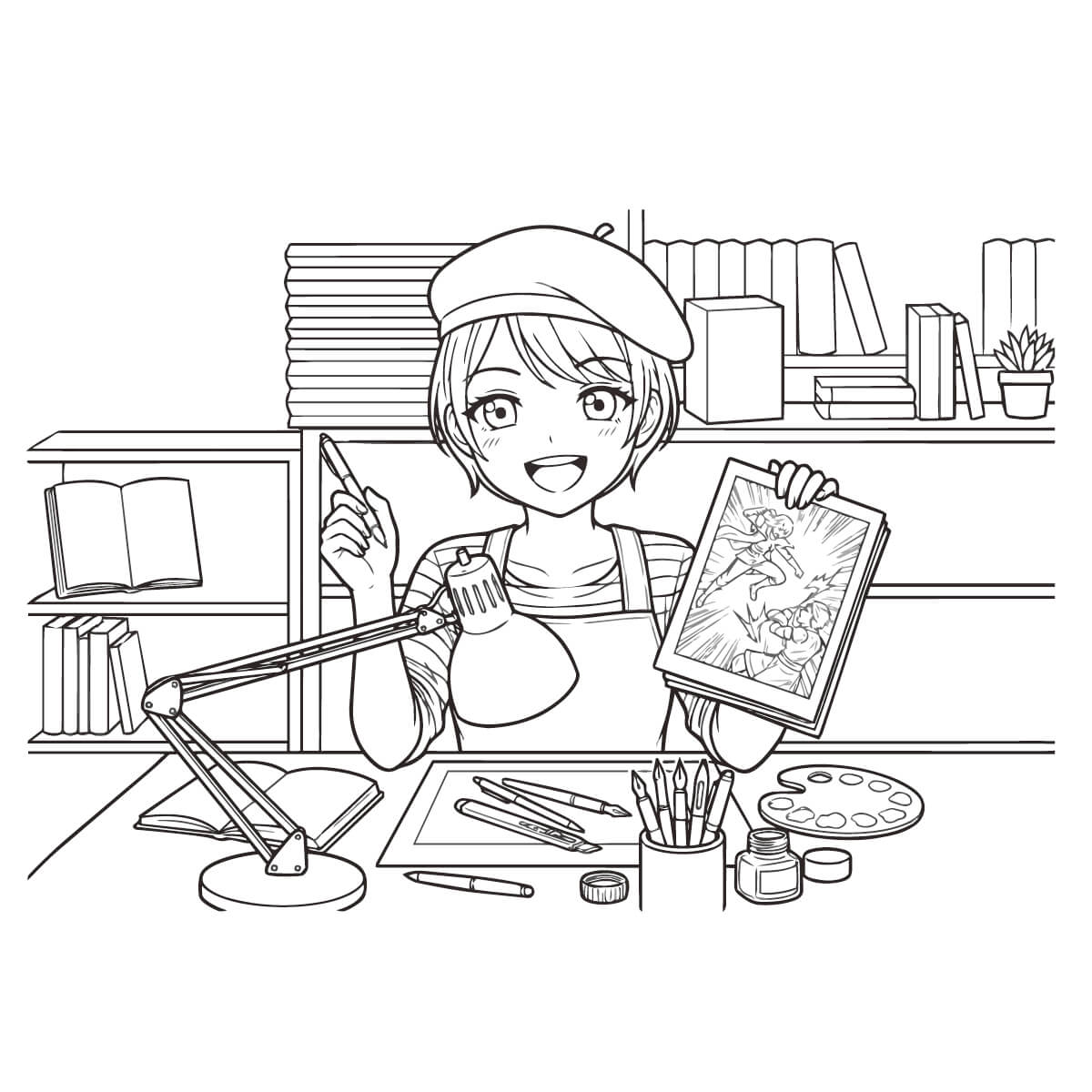 漫画家の塗り絵