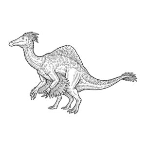 デイノケイルスの無料塗り絵イラスト（知育・高齢者レク用）