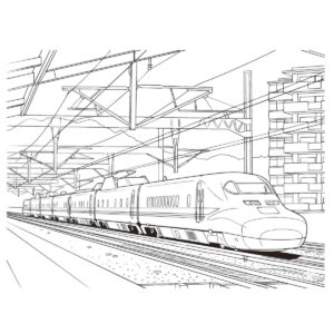 ドクターイエロー923形　0番台T4編成の無料塗り絵イラスト（知育・高齢者レク用）