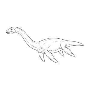 フタバスズキリュウの無料塗り絵イラスト（知育・高齢者レク用）