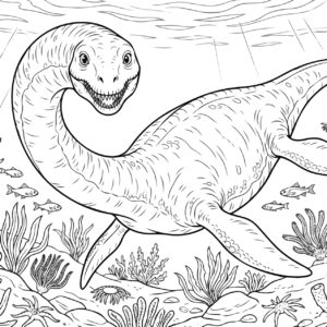 フタバスズキリュウ２の無料塗り絵イラスト（知育・高齢者レク用）