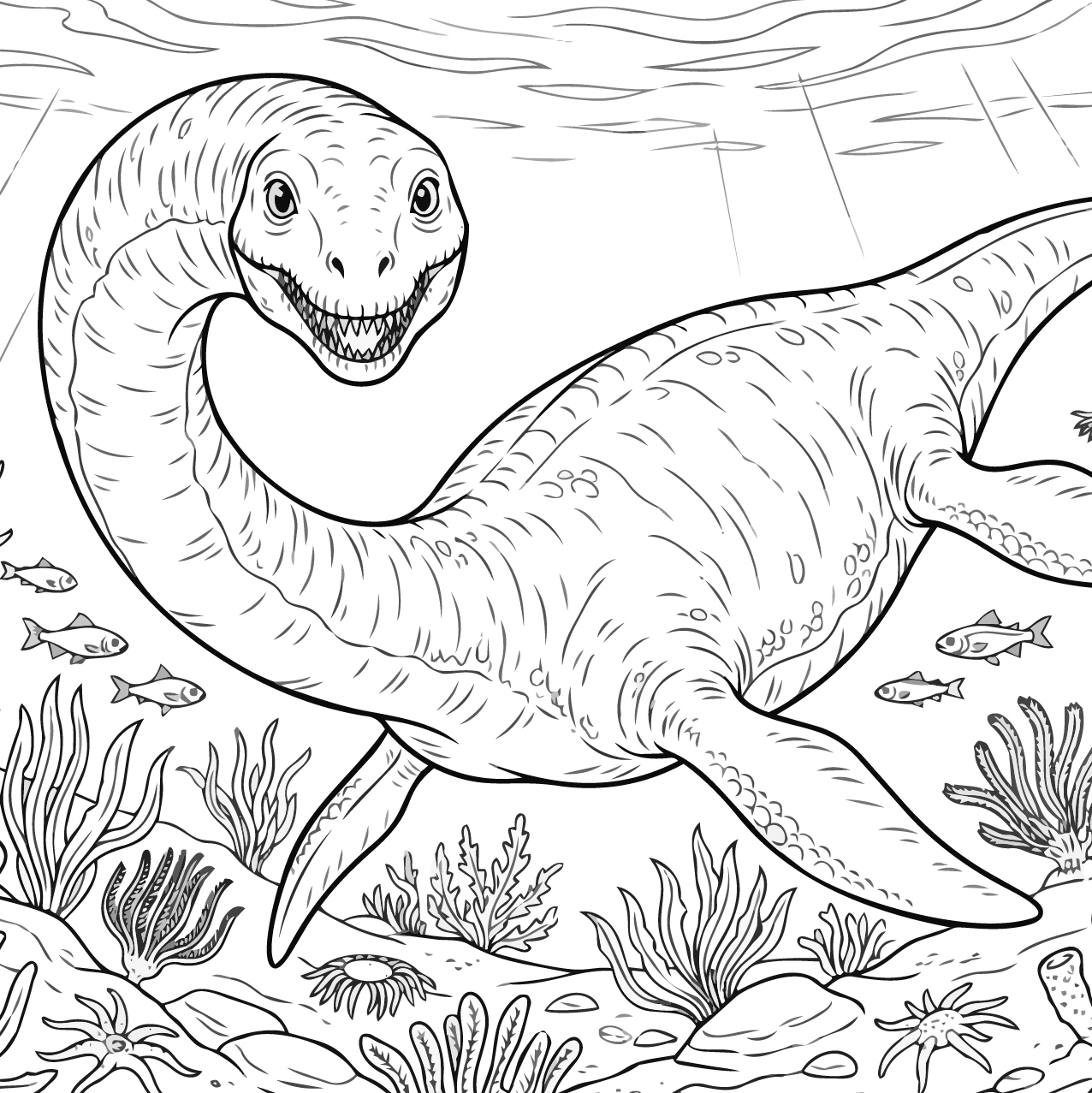 フタバスズキリュウの塗り絵