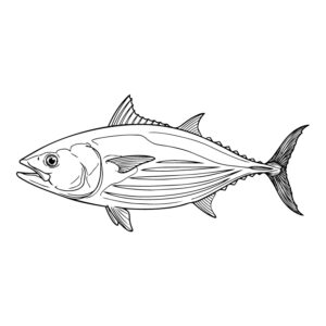 鰹（カツオ）の無料塗り絵イラスト（知育・高齢者レク用）