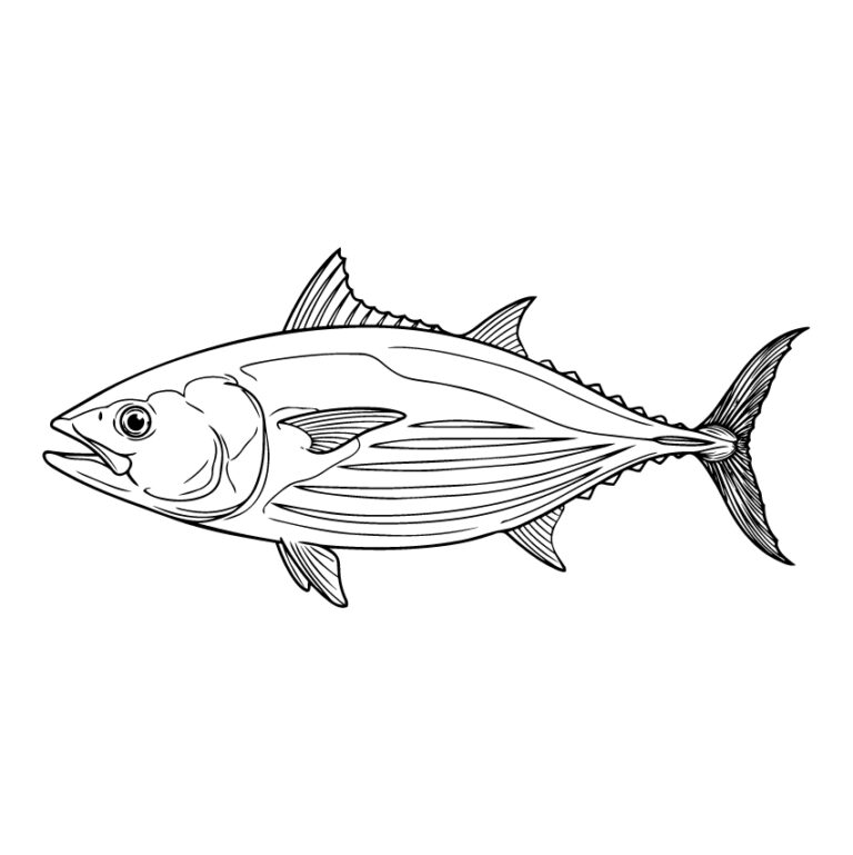 鰹（カツオ）の無料塗り絵イラスト（知育・高齢者レク用）