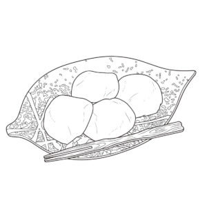 きび団子の無料塗り絵イラスト（知育・高齢者レク用）