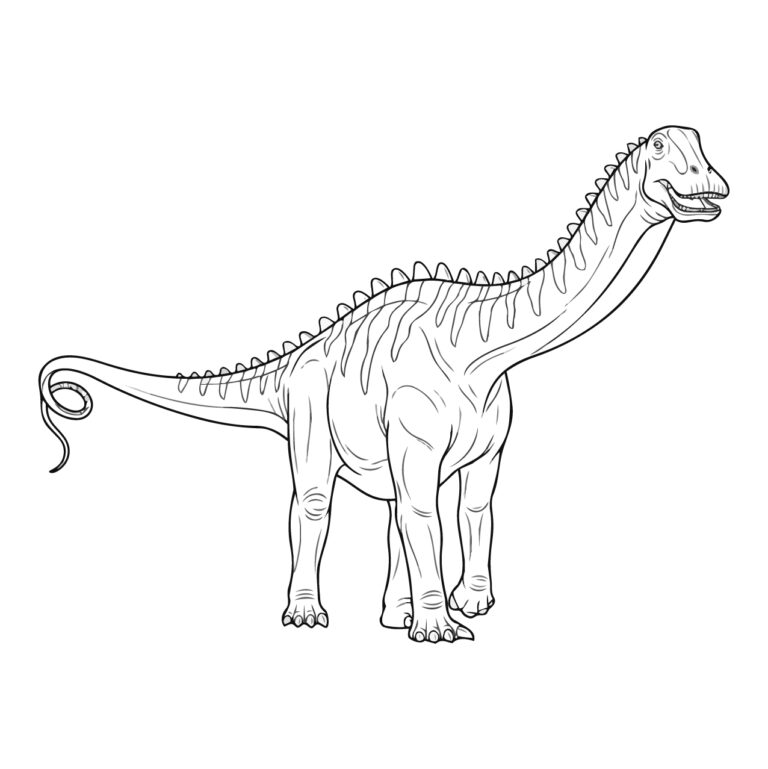 ニジェールサウルスの無料塗り絵イラスト（知育・高齢者レク用）