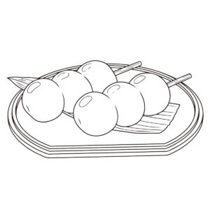 団子の無料塗り絵イラスト（知育・高齢者レク用）
