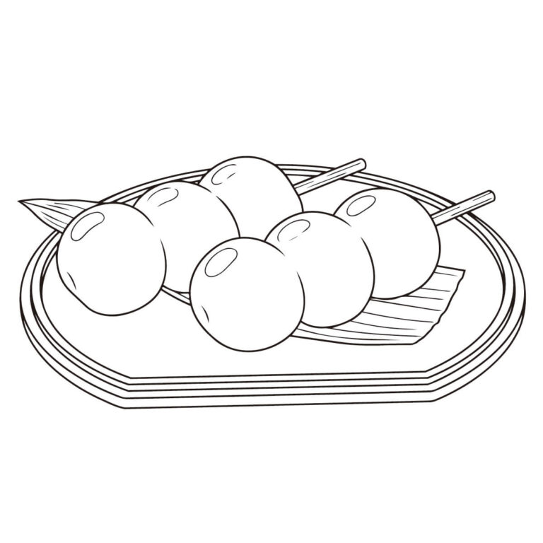 団子の無料塗り絵イラスト（知育・高齢者レク用）