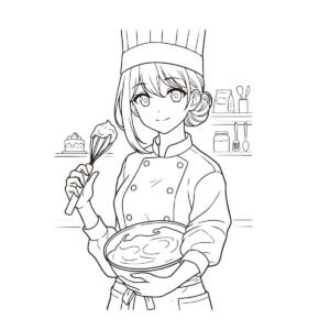 女の子　ホイップの無料塗り絵イラスト（知育・高齢者レク用）
