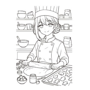 パティシエの無料塗り絵イラスト（知育・高齢者レク用）