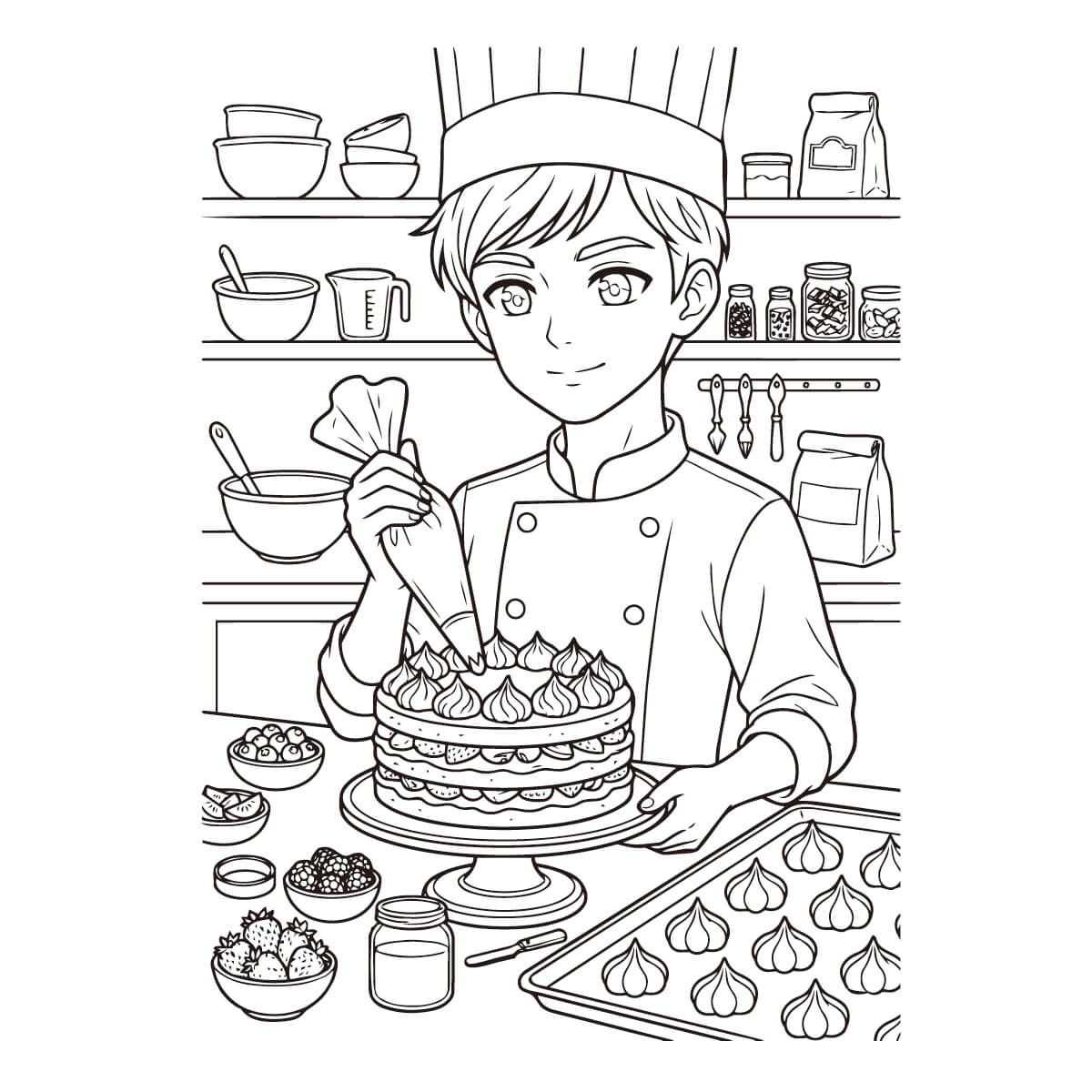 パティシエの塗り絵