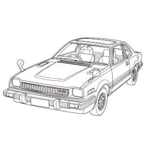 初代プレリュードの無料塗り絵イラスト（知育・高齢者レク用）