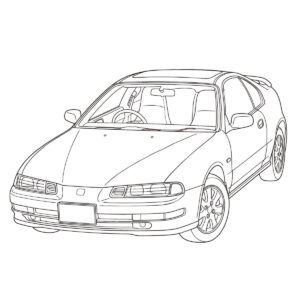 ４代目プレリュードの無料塗り絵イラスト（知育・高齢者レク用）