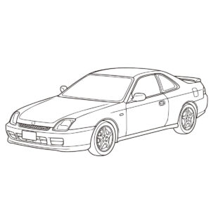 ５代目プレリュードの無料塗り絵イラスト（知育・高齢者レク用）
