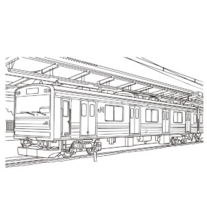南武線　205系1200番台の無料塗り絵イラスト（知育・高齢者レク用）