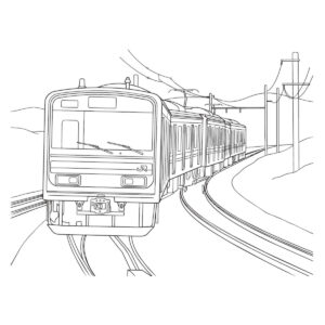 南武線　209系の無料塗り絵イラスト（知育・高齢者レク用）