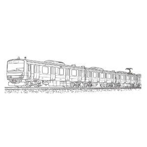 E231系　0番台　背景なしの無料塗り絵イラスト（知育・高齢者レク用）