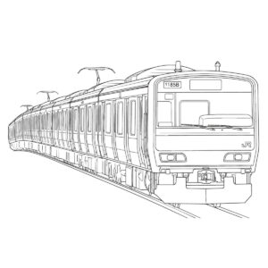 中央・総武線の無料塗り絵イラスト（知育・高齢者レク用）