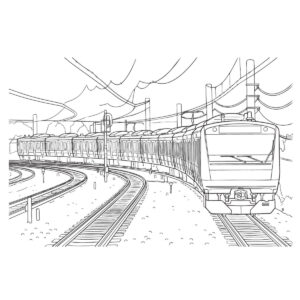 京浜東北線　E233系1000番台の無料塗り絵イラスト（知育・高齢者レク用）