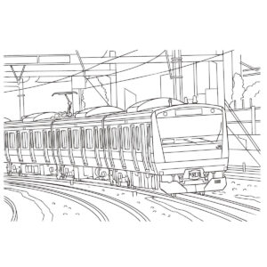 京浜東北線の無料塗り絵イラスト（知育・高齢者レク用）
