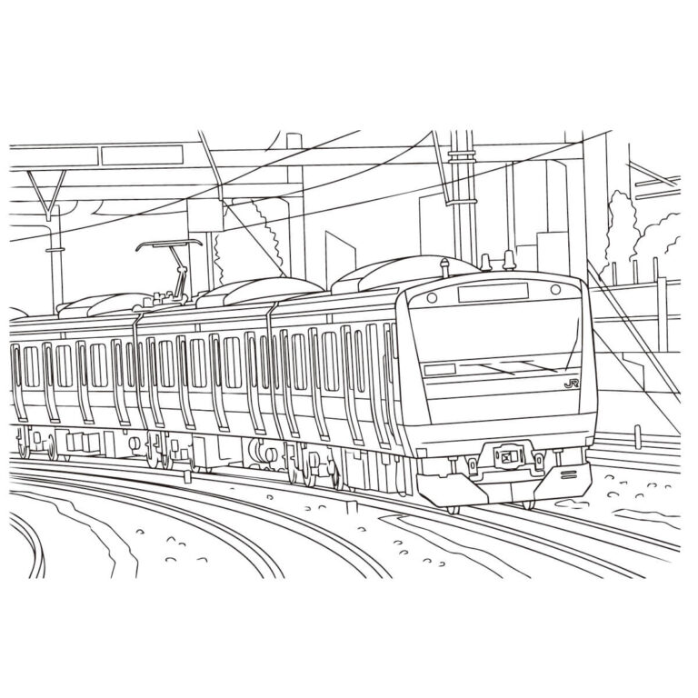 京浜東北線の無料塗り絵イラスト（知育・高齢者レク用）
