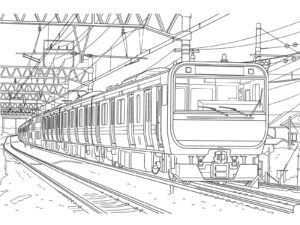 横須賀線の無料塗り絵イラスト（知育・高齢者レク用）