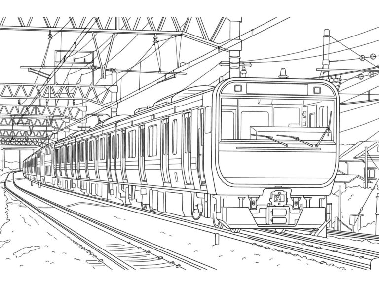 横須賀線の無料塗り絵イラスト（知育・高齢者レク用）