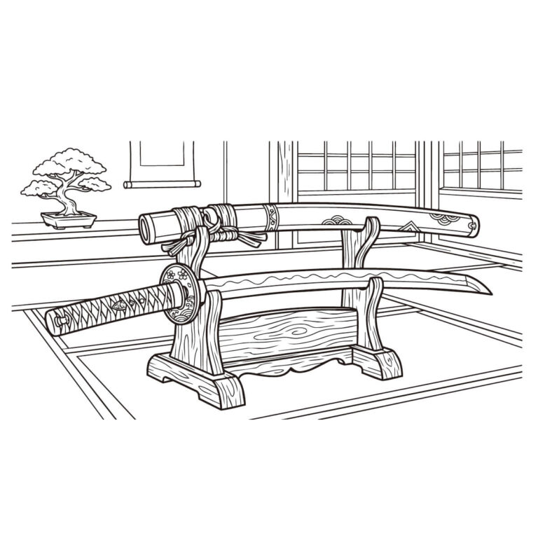Free printable Katana (Japanese Sword) coloring page