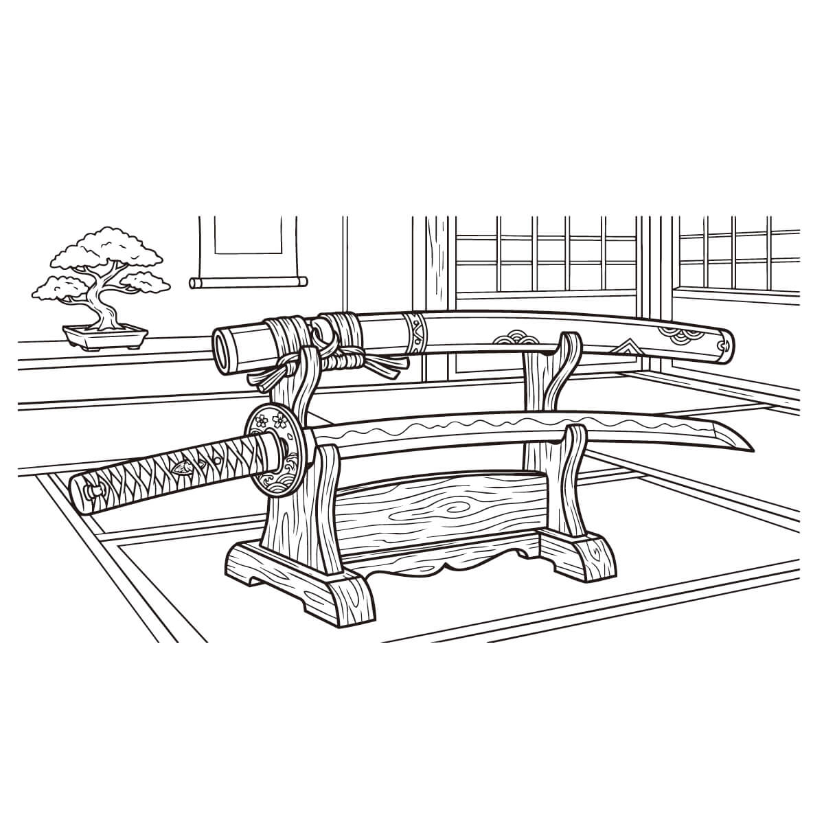 日本刀の塗り絵