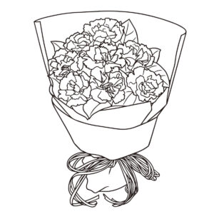 カーネーションの無料塗り絵イラスト（知育・高齢者レク用）