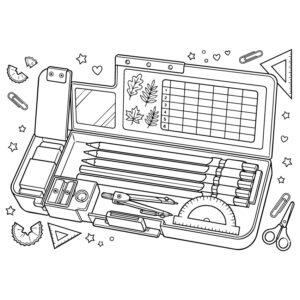 筆箱の無料塗り絵イラスト（知育・高齢者レク用）