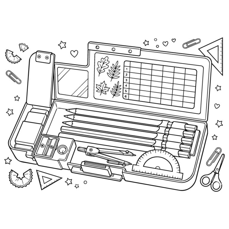 筆箱の無料塗り絵イラスト（知育・高齢者レク用）