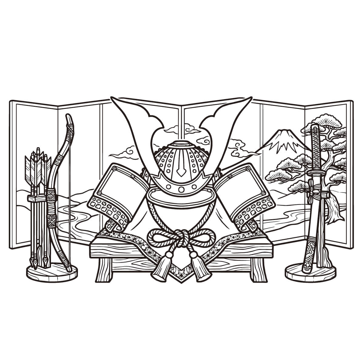 五月人形（兜）の塗り絵