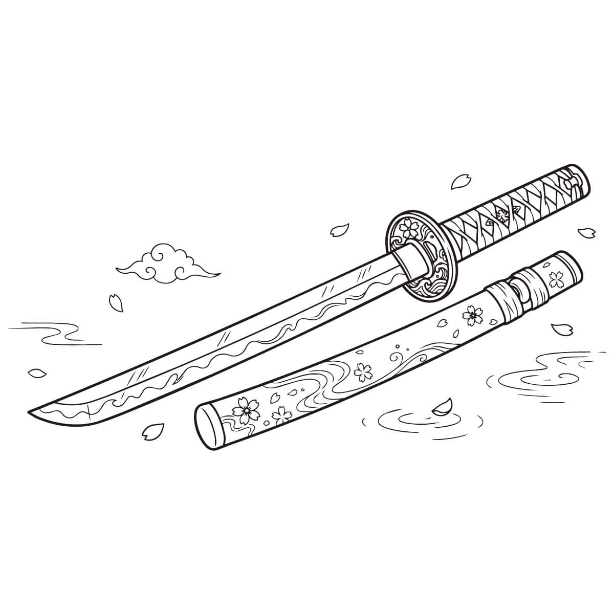 日本刀の塗り絵