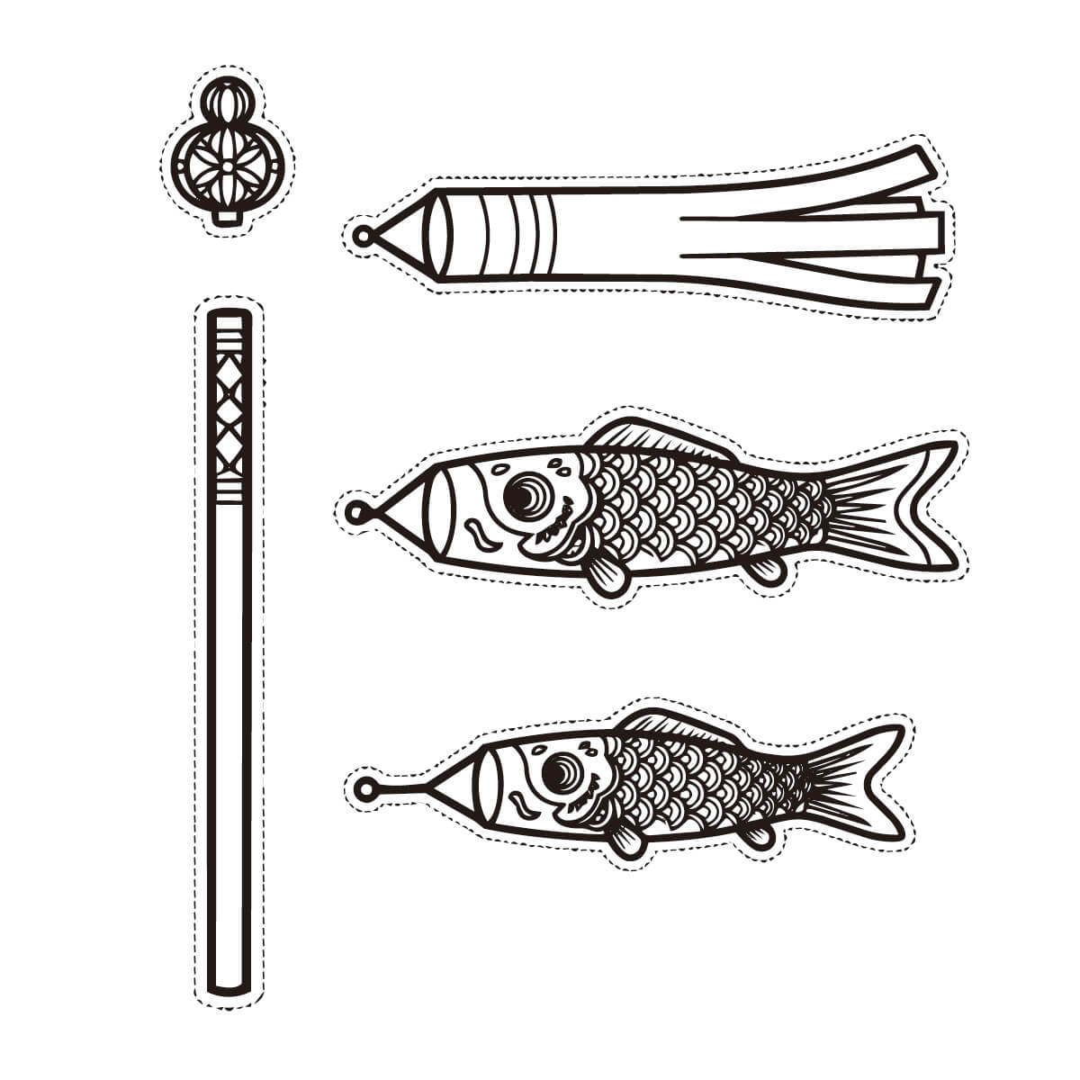 鯉のぼりの塗り絵