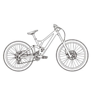 ダウンヒルバイクの無料塗り絵イラスト（知育・高齢者レク用）