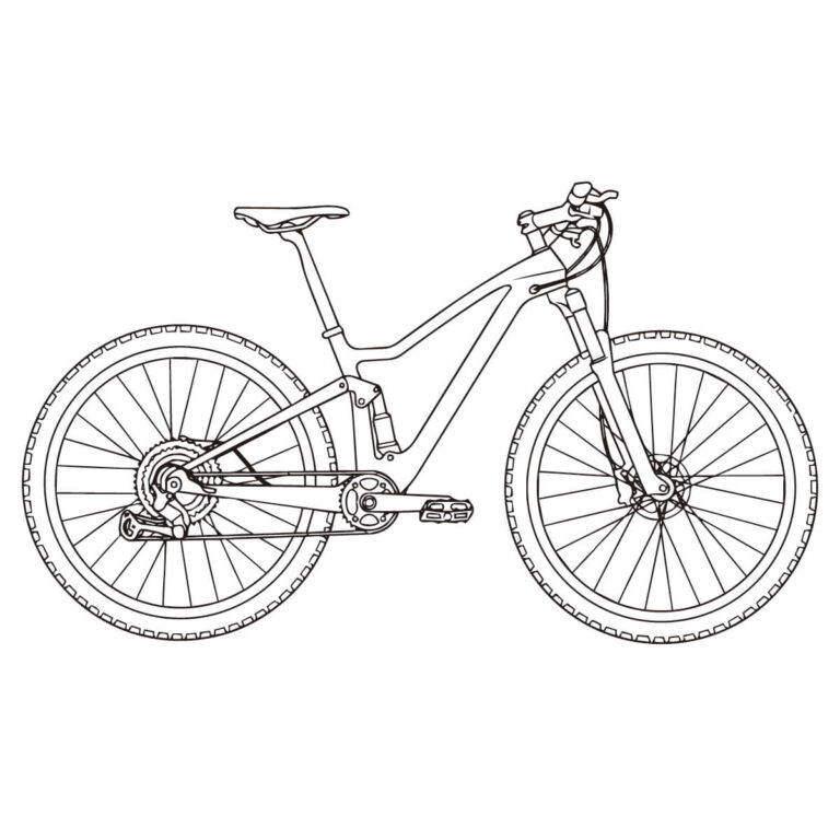マウンテンバイクの無料塗り絵イラスト（知育・高齢者レク用）