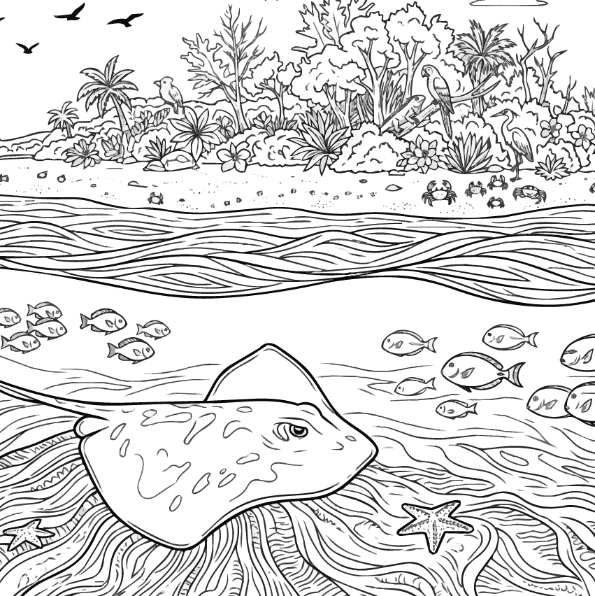 アカエイの塗り絵