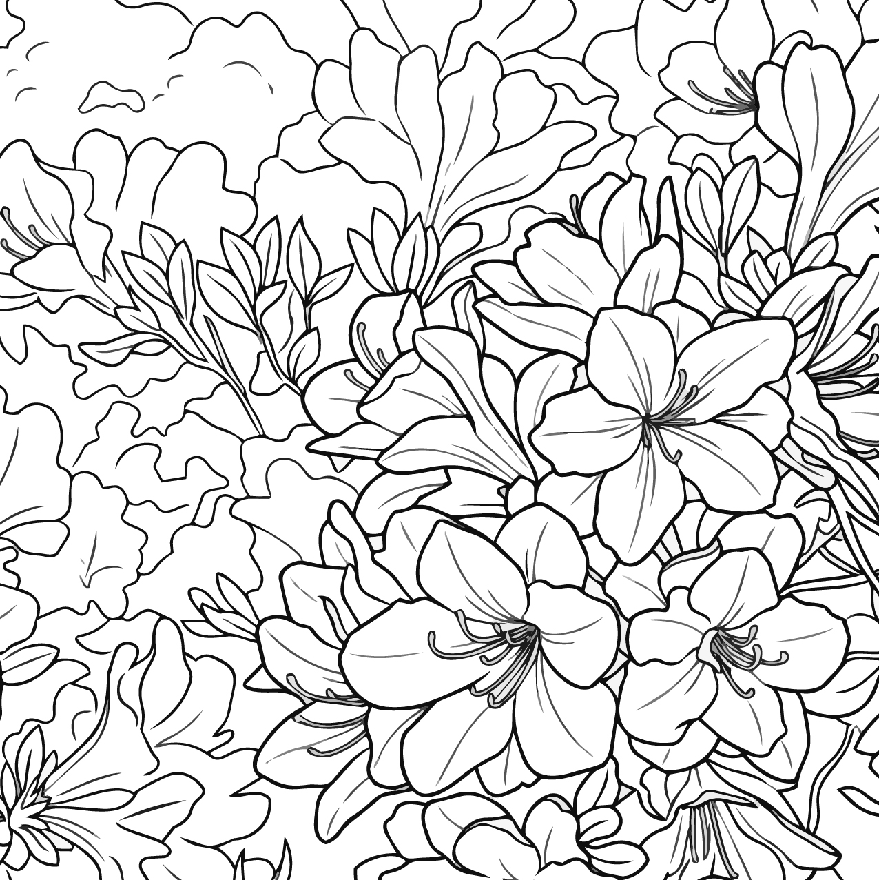 ツツジの塗り絵