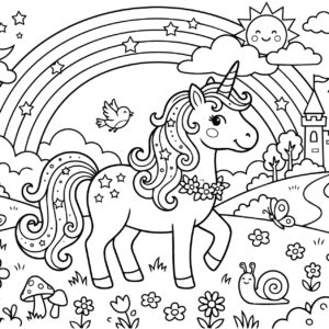 Free printable Unicorn coloring page