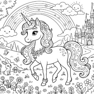 ユニコーン 子供向け２の無料塗り絵イラスト（知育・高齢者レク用）