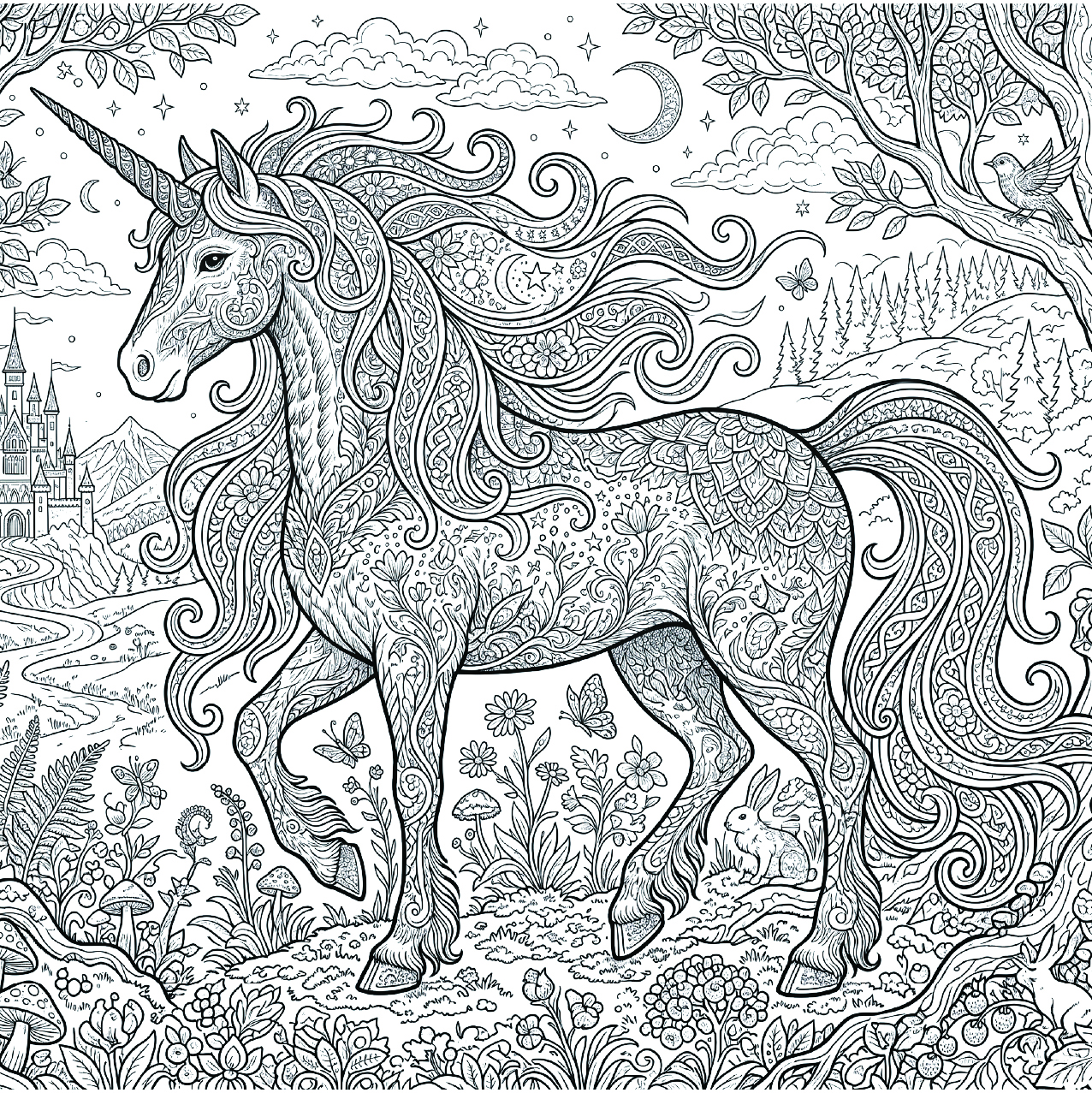 ユニコーンの塗り絵