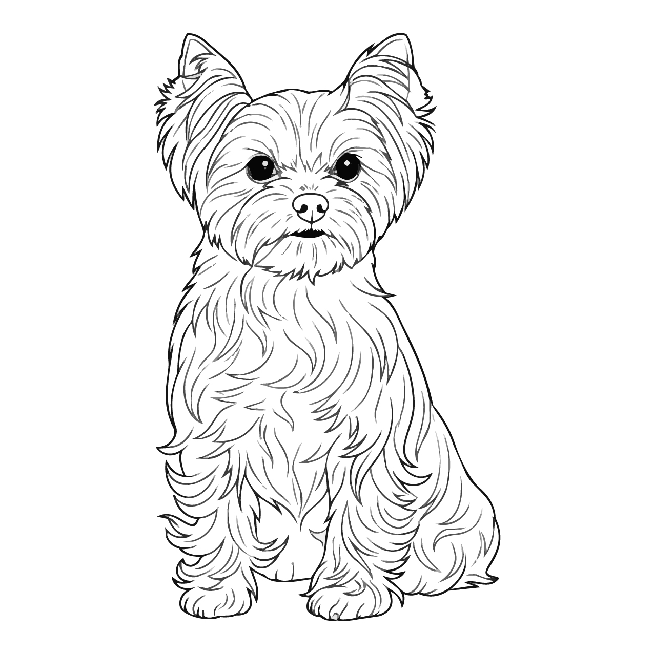 ヨークシャー・テリアの塗り絵