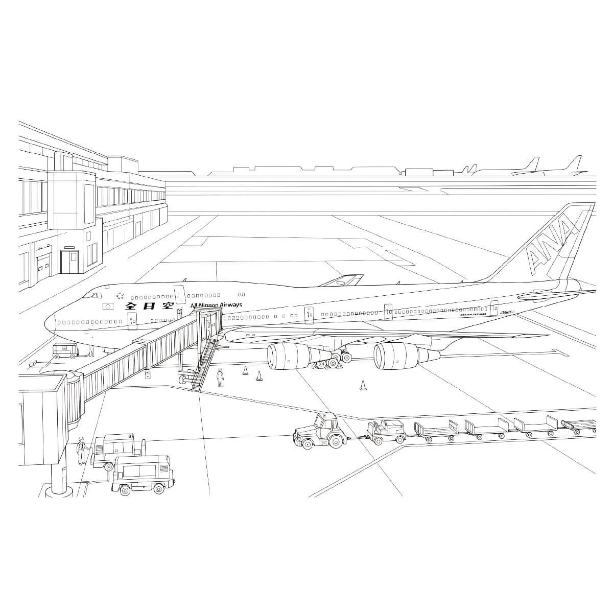 ボーイング747 (ジャンボジェット)の塗り絵